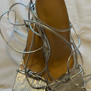 Elegant Silver Strappy Women's Heels